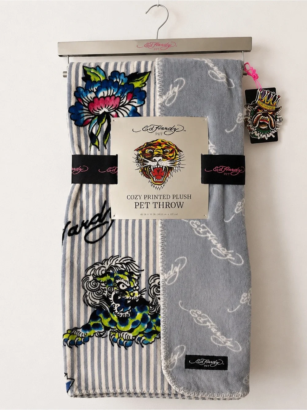 Ed Hardy Cozy Printed Plush Throw Blanket 40x50 Pet Throw Couch Blanket NWT